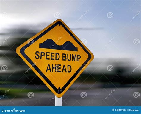 Speed Bump Sign Yellow Road Traffic Warning Sign Stock Photo Image