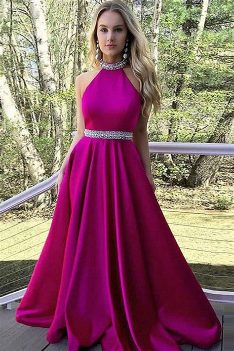 A Line Pink Satin Open Back Sleeveless Prom Dress With Beading Pg602 Cheap Prom Dresses Long
