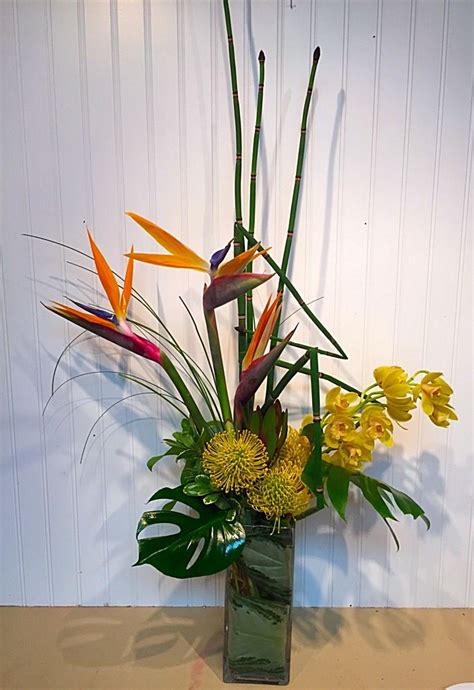 Contemporary Floral Arrangement With Birds Of Paradise Protea