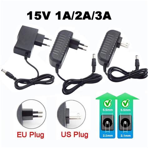 อะแดปเตอร์ชาร์จพาวเวอร์ซัพพลาย Ac 110v 220v เป็น Dc 15v 1a 2a 3amp Eu