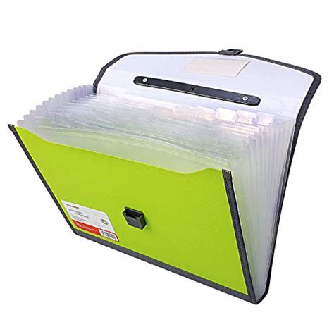 Tranbo Plastic File Folder With 13 Pockets Handle Index Tab A4 Size