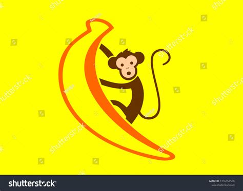 Vector Banana Monkey Picture Stock Vector Royalty Free 1356658556