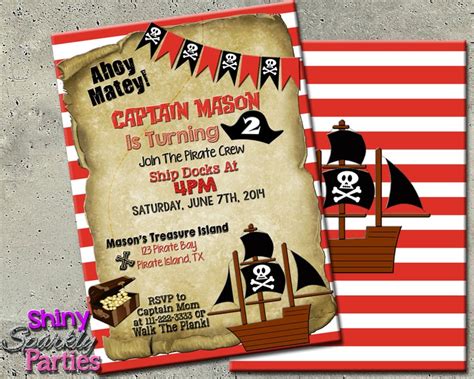 Pirate Party Invitation Pirate Birthday Invitation Pirate Etsy