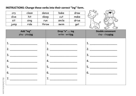 Ing Verbs Classification Rules English Esl Worksheets Pdf Doc