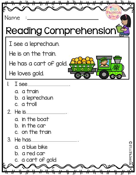 Reading Comprehension Worksheet Teacher Vine