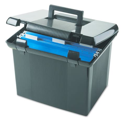 Lightweight Plastic Hanging File Box Provides Carrying Ease Self