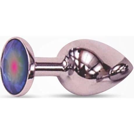 The Reluxer Butt Plug Silver Chromed Stainless Steel With Shimmer Jewel Medium Sex Toys At