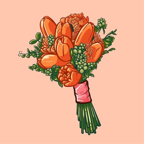 Ilustración Ramo De Flores Vector Flor De Dibujos Animados Diseño