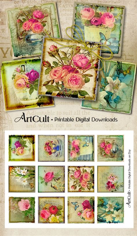 Printable 2x2 Inch Images Victorian Dream Instant Digital Etsy