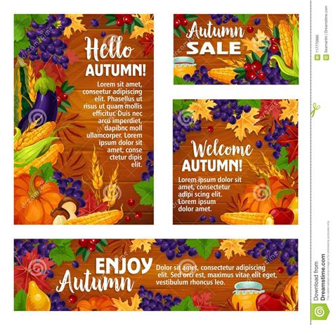 Autumn Harvest Holiday Poster And Banner Template Stock