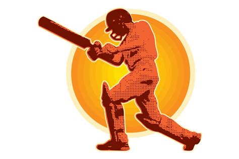 Cricket Player Batsman Batting Retro Illustrations Creative Market