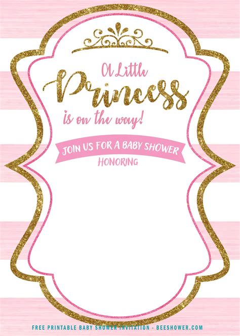 Greeting Cards And Party Supply Pink And Gold Crown Princess Invitations