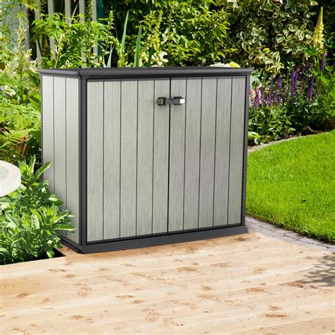 Wer zum beispiel einen gartenschrank aus aluminium erwirbt, holt sich damit einen flexiblen alleskönner auf den balkon oder die terrasse. Keter Gartenschrank Geräteschrank Holzoptik Patio Store ...