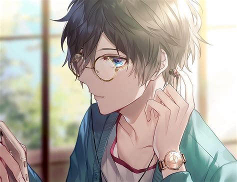 Anime Guy With Brown Hair And Glasses