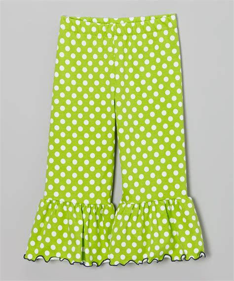Green Polka Dot Ruffle Capri Pants Toddler And Girls Childrens