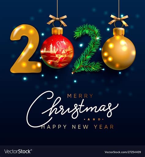Here is a selection of 50 merry christmas wishes and messages you can use for your family and friends. Merry christmas and happy new year 2020 greeting Vector Image