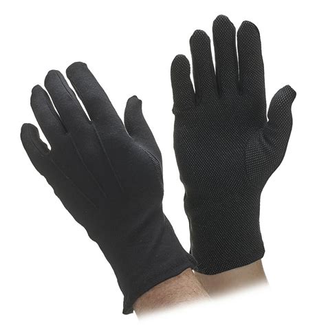 Extra Long Black Cotton Beaded Grip Gloves Food Service Gloves