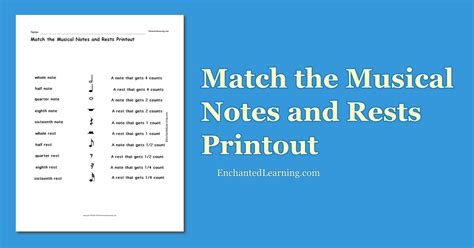 Match The Musical Notes And Rests Printout Enchanted Learning