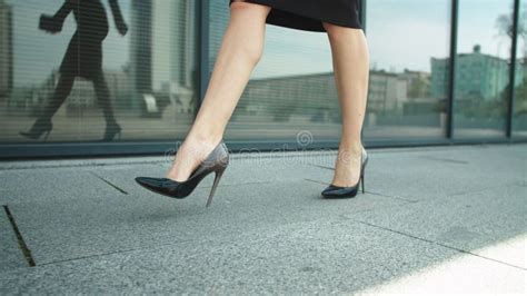 Closeup Woman Feet Walking At Street Woman Legs Walking In High Heel Shoes Stock Video Video