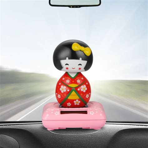 car ornaments cute japanese girl solar swinging shaking head doll automobile dashboard