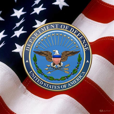 U S Department Of Defense D O D Emblem Over U S Flag Digital Art
