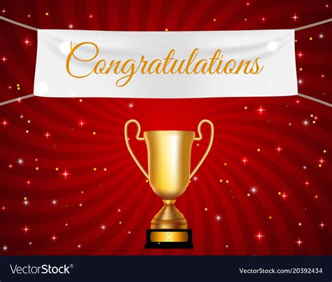 Gold Cup Winner Congratulations Background Vector Image