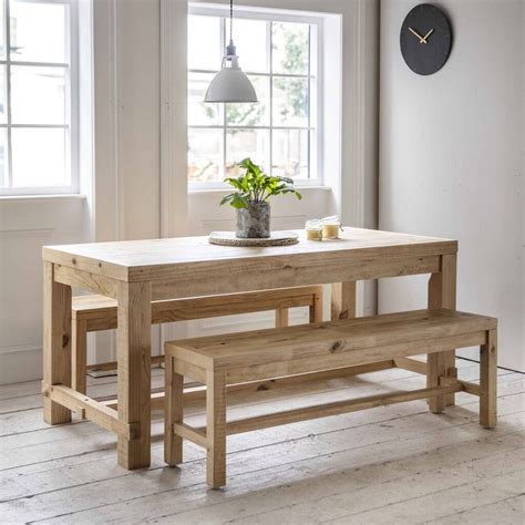 Raw Pine Dining Table And Bench Set Pine Dining Table Table And