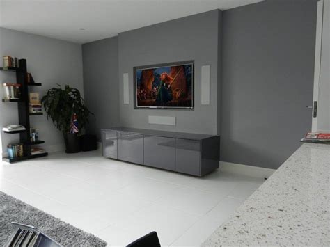 A Recessed 65 Tv In Wall Bandw 3 Way Speakers And The Equipment