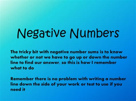 Negative Numbers Directed Numbers Powerpoint Teaching Resources