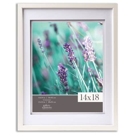Gallery Solutions 14x18 White Wood Wall Frame With Double White Mat For