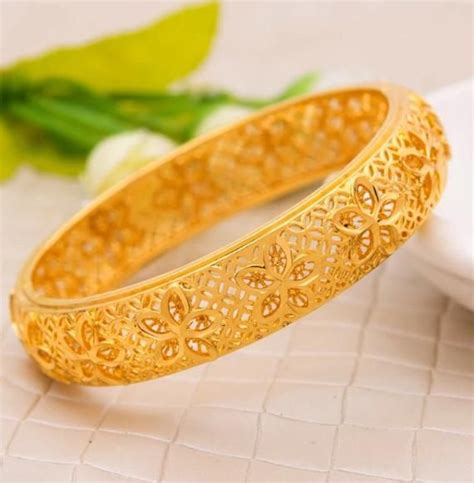 24k Real Gold Plated Dubai Bangle Jewelry Bracelet Openable Etsy Gold Bangles Design Gold