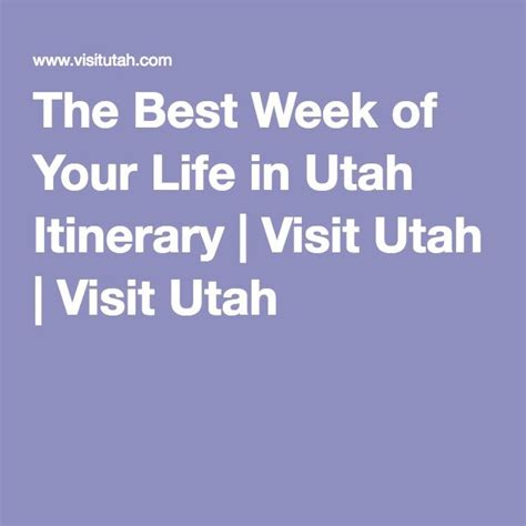 The Best Week Of Your Life In Utah Itinerary Visit Utah Visit Utah