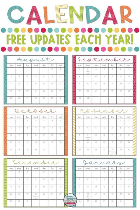 Printable School Year Calendar Teacher Calendar Calendar Template