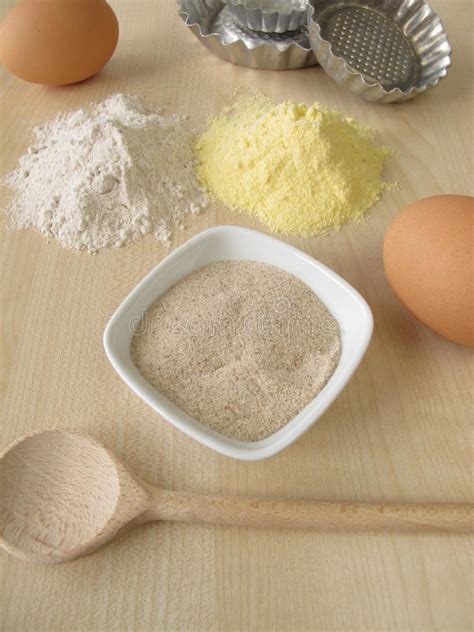 Ground Psyllium Seed Husks Maize Flour And Buckwheat Flour Stock Image