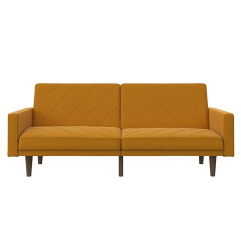 DHP Paxson Futon in Mustard Yellow Linen - 2110329 Mustard yellow linen japanese apron smock dress with crossover back perfect easy wearing layering!