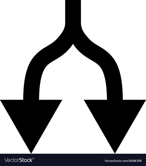 Split Arrows Down Flat Icon Royalty Free Vector Image