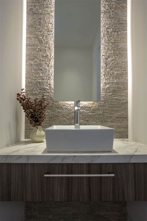 2020 popular 1 trends in beauty & health, lights & lighting, automobiles & motorcycles, home & garden with vanity light mirror and 1. Back-lit mirror against textured stone wall, vessel sink ...