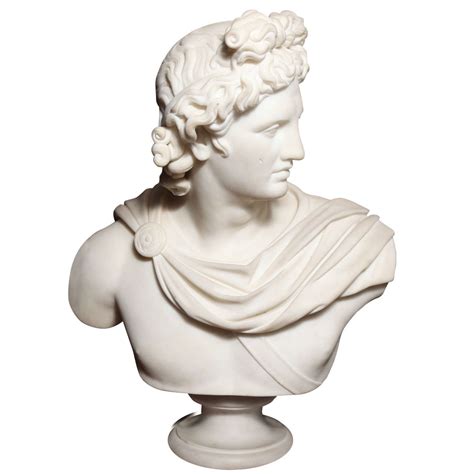 A Large Antique Italian Carrara Marble Bust Of Apollo For