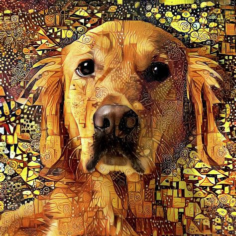 Golden Retriever Dog Abstract Art Digital Art By Peggy Collins Pixels