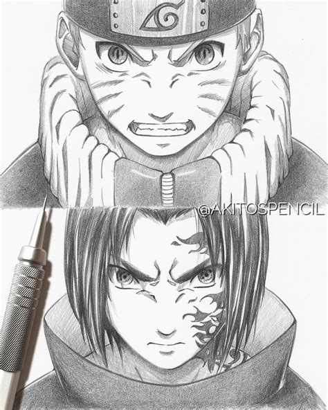Sasuke Vs Naruto Drawings In Pencil