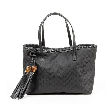 Gucci Ladies Bamboo Tassel Handbag Black Gucci Totesshoppers Black