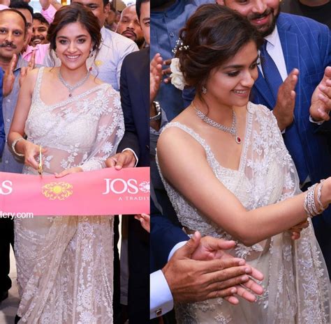 Keerthy Suresh Inaugurates A Jewellery Shop In An Ivory Sheer Saree