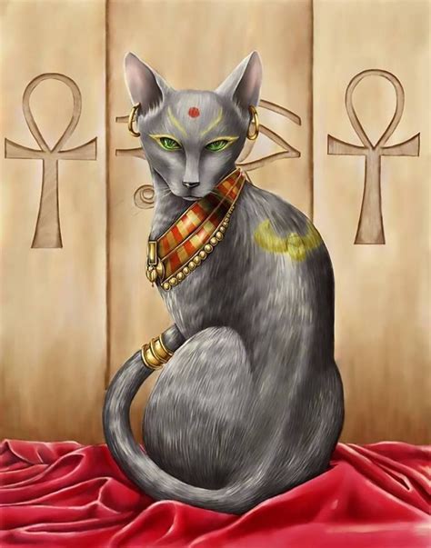 Bastet The Egyptian Cat Goddess Handmade Oil Painting On Canvas Egyptian Cat Goddess