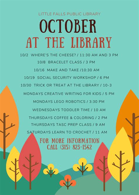 October Events At The Library The Little Falls Public Library