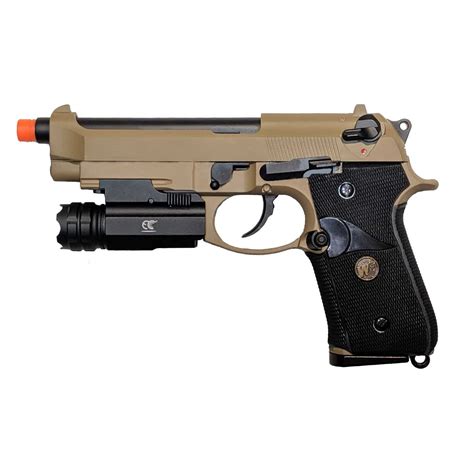 Pistola Airsoft Beretta M92 Tan Desert Gbb Metal C Lanterna Tática