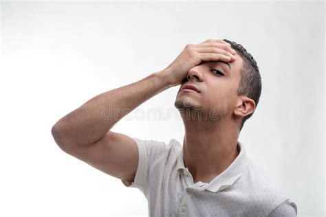 Man Covering His Face With His Hands Stock Image Image Of Sharing