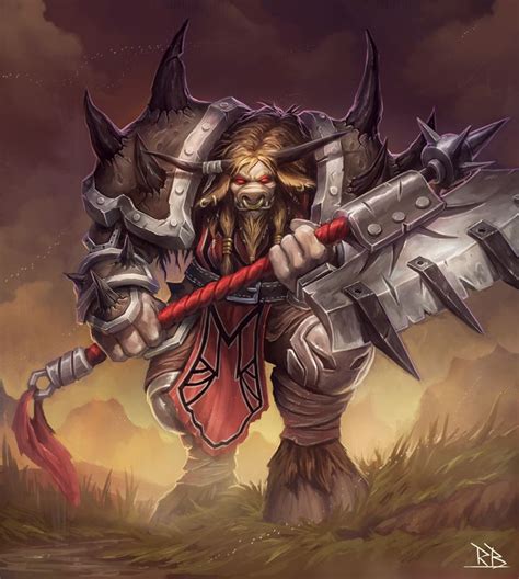 Tauren Warrior Rogier Van De Beek Tauren Warrior Warcraft Art