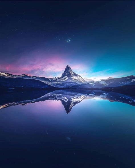 The Purples And Blues Over This Mountain 9gag Beautiful Landscape