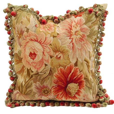 french pink rose square aubusson pillow pillows needlepoint pillows rose pillow