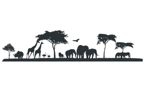 African Wildlife And Vegetation Patterns In The Jungle Vector Elements